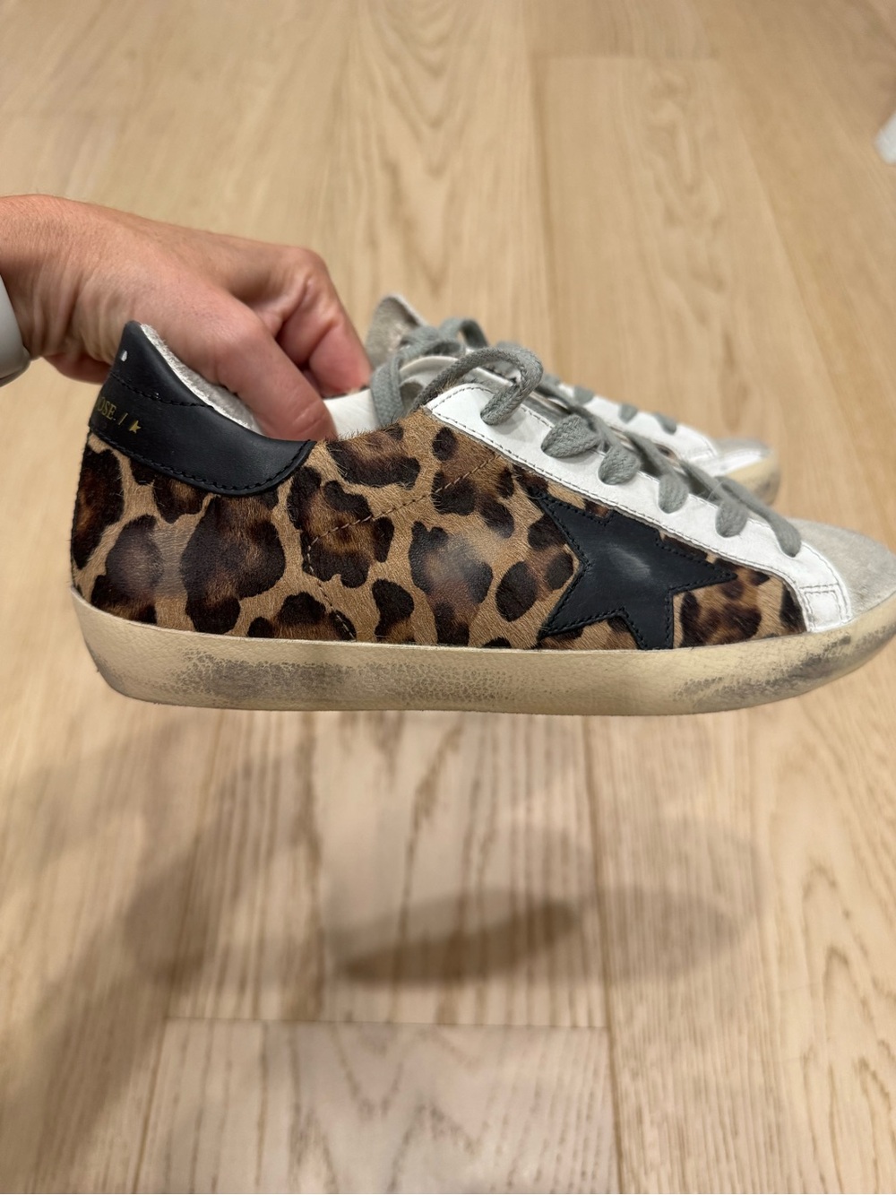 Golden Goose Leopard Print Low-Top Sneakers with Black Star Accent - Women - Picture 2 of 5